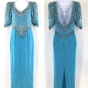 Lillie Rubin- Beaded Gown w Scalloped Sleeves